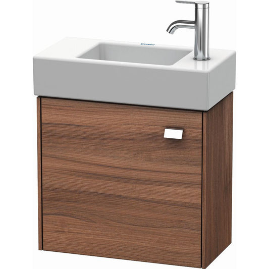 Duravit Brioso 19" x 17" x 9" Wall-Mount Vanity Unit With Left Hinge One Door Cabinet in Natural Walnut and Chrome Handle