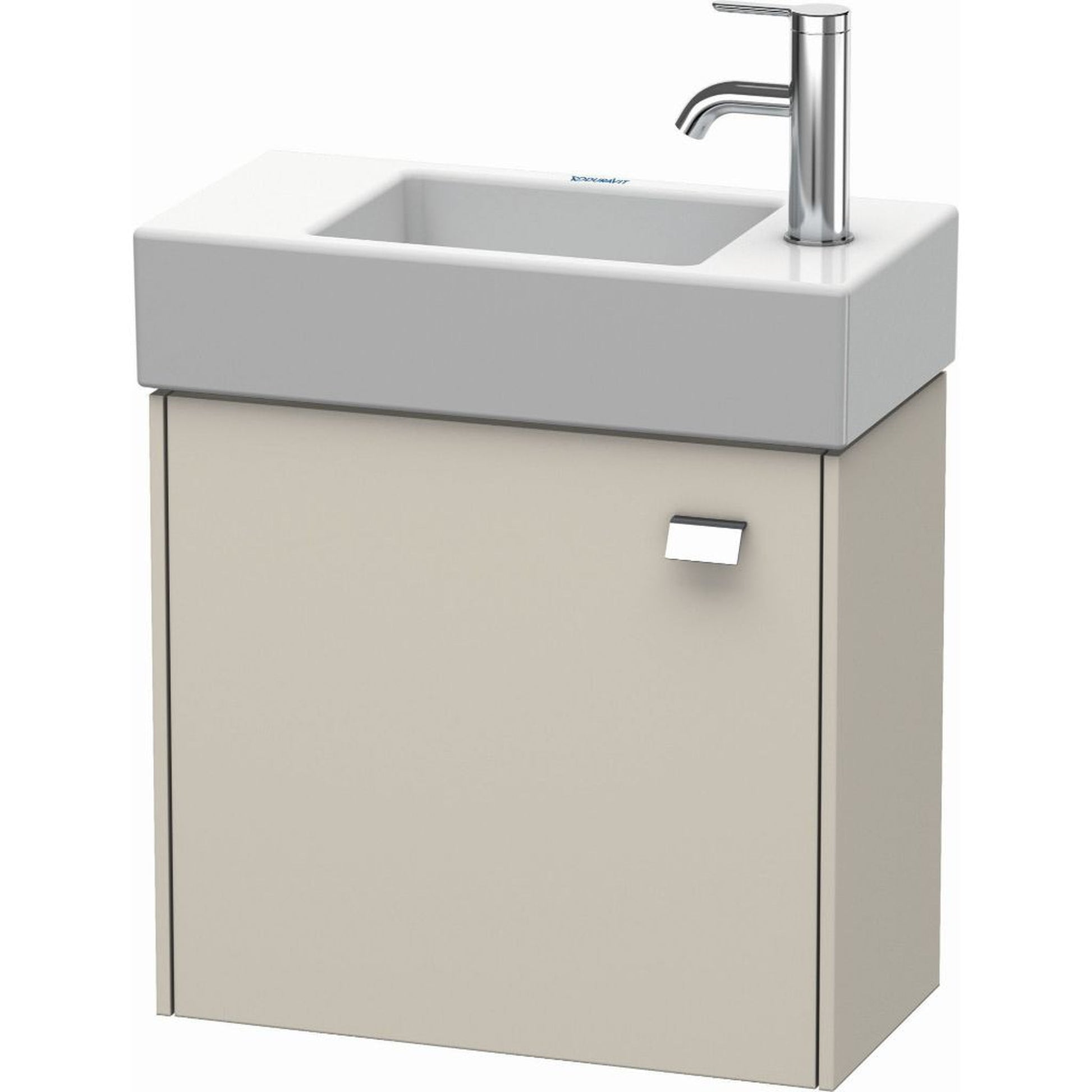 Duravit Brioso 19" x 17" x 9" Wall-Mount Vanity Unit With Left Hinge One Door Cabinet in Taupe and Chrome Handle