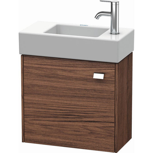 Duravit Brioso 19" x 17" x 9" Wall-Mount Vanity Unit With Left Hinge One Door Cabinet in Walnut Dark and Chrome Handle