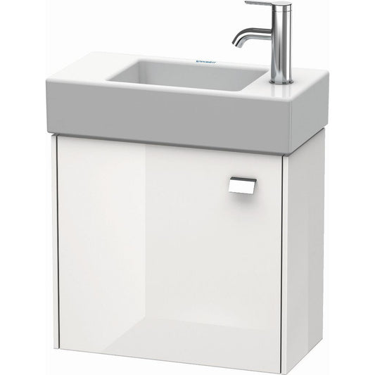 Duravit Brioso 19" x 17" x 9" Wall-Mount Vanity Unit With Left Hinge One Door Cabinet in White High Gloss and Chrome Handle