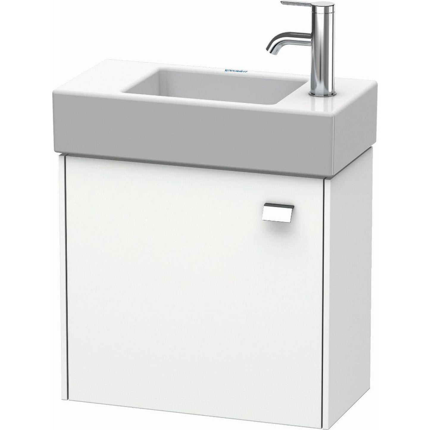 Duravit Brioso 19" x 17" x 9" Wall-Mount Vanity Unit With Left Hinge One Door Cabinet in White Matt and Chrome Handle