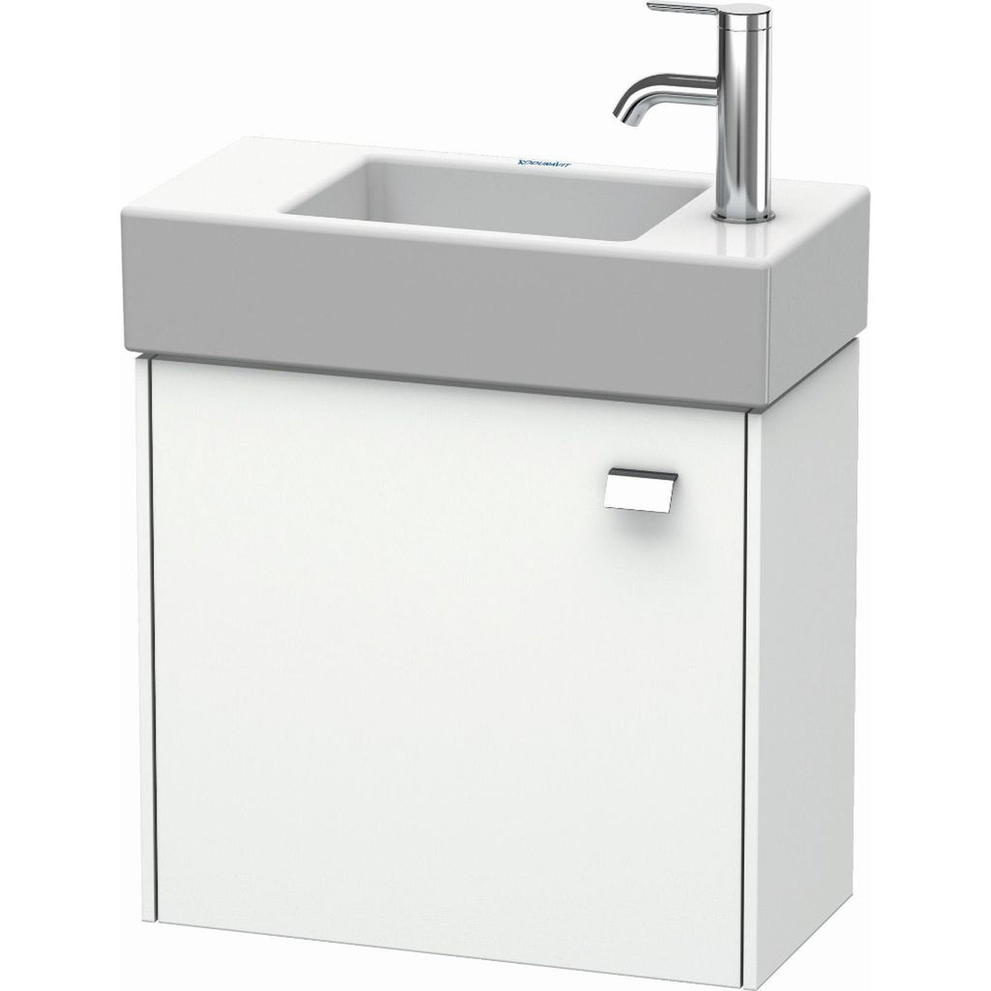 Duravit Brioso 19" x 17" x 9" Wall-Mount Vanity Unit With Left Hinge One Door Cabinet in White Matt and Chrome Handle