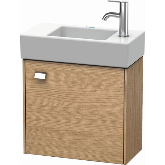 Duravit Brioso 19" x 17" x 9" Wall-Mount Vanity Unit With Right Hinge One Door Cabinet in European Oak and Chrome Handle