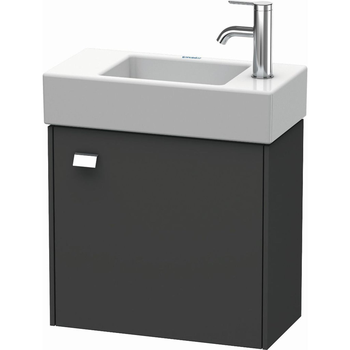Duravit Brioso 19" x 17" x 9" Wall-Mount Vanity Unit With Right Hinge One Door Cabinet in Graphite Matt and Chrome Handle
