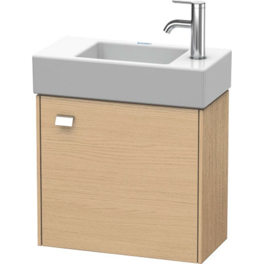 Duravit Brioso 19" x 17" x 9" Wall-Mount Vanity Unit With Right Hinge One Door Cabinet in Natural Oak and Chrome Handle