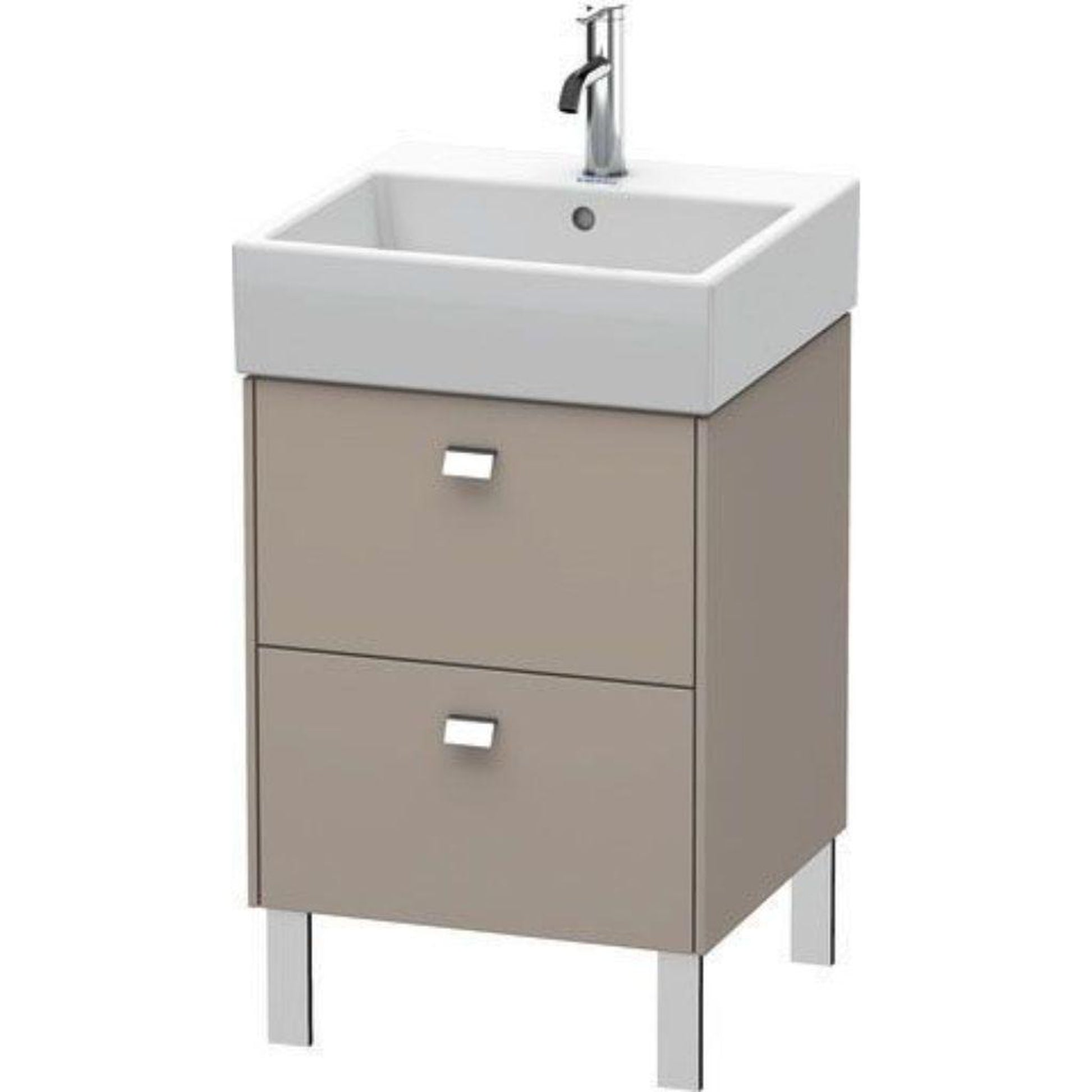 Duravit Brioso 19" x 22" x 18" Two Drawer Floor Standing Vanity Unit in Basalt Matt and Chrome Handle