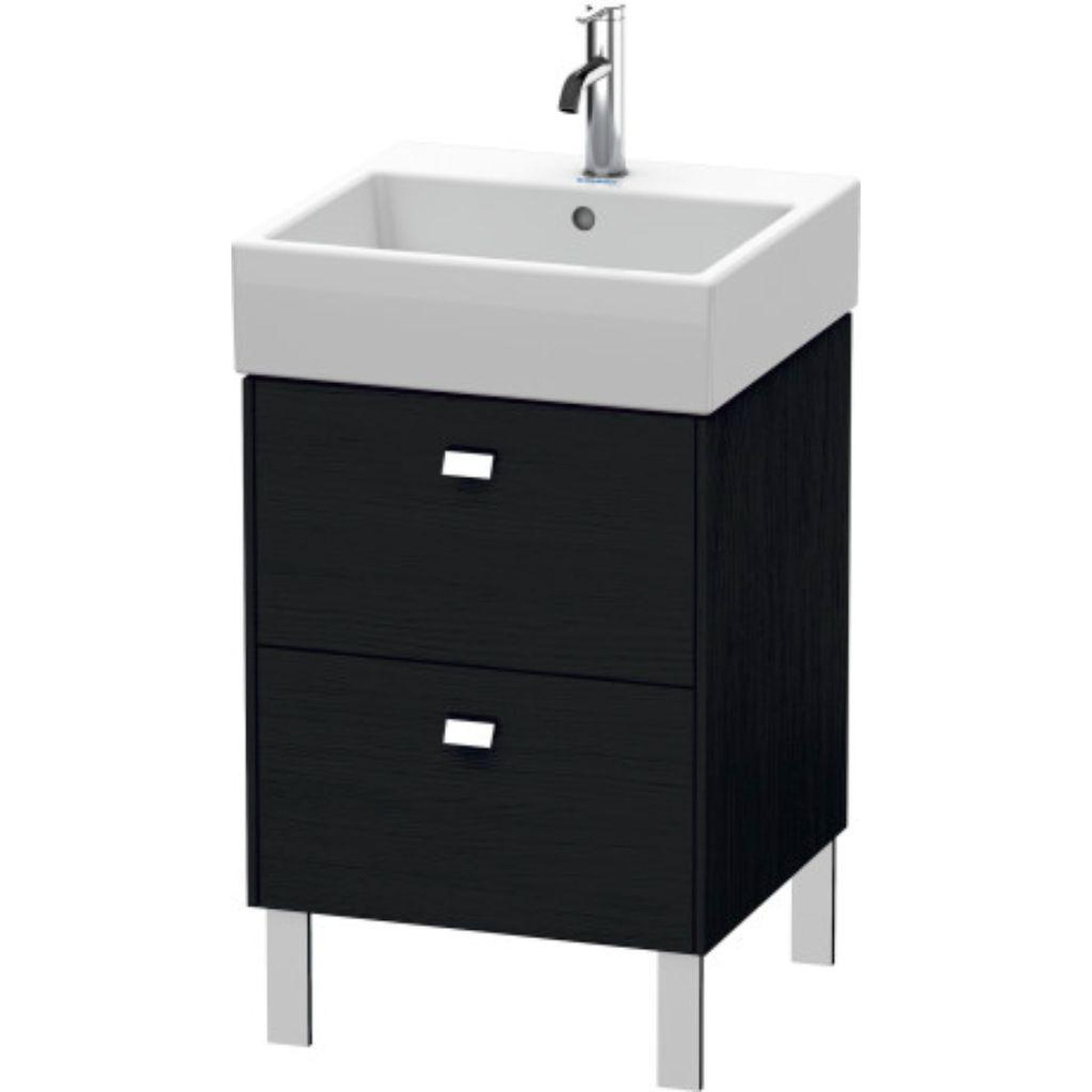 Duravit Brioso 19" x 22" x 18" Two Drawer Floor Standing Vanity Unit in Black Oak and Chrome Handle