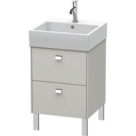 Duravit Brioso 19" x 22" x 18" Two Drawer Floor Standing Vanity Unit in Concrete Grey Matt and Chrome Handle