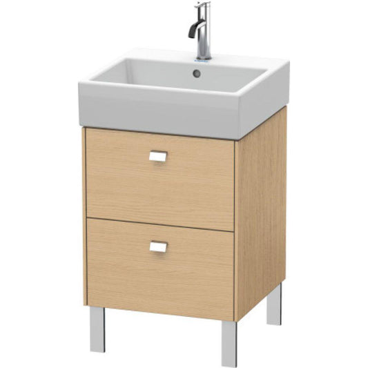 Duravit Brioso 19" x 22" x 18" Two Drawer Floor Standing Vanity Unit in Natural Oak and Chrome Handle