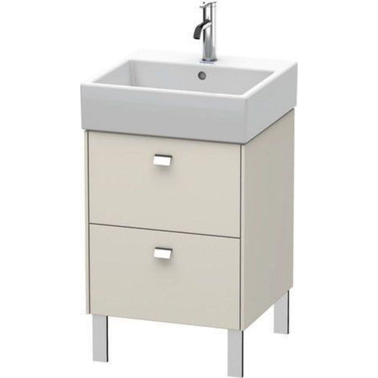 Duravit Brioso 19" x 22" x 18" Two Drawer Floor Standing Vanity Unit in Taupe and Chrome Handle