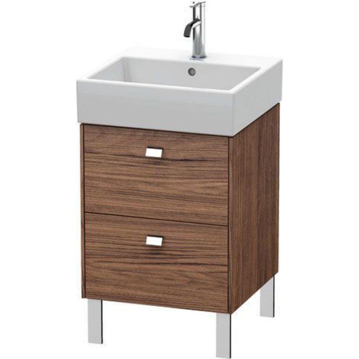Duravit Brioso 19" x 22" x 18" Two Drawer Floor Standing Vanity Unit in Walnut Dark and Chrome Handle