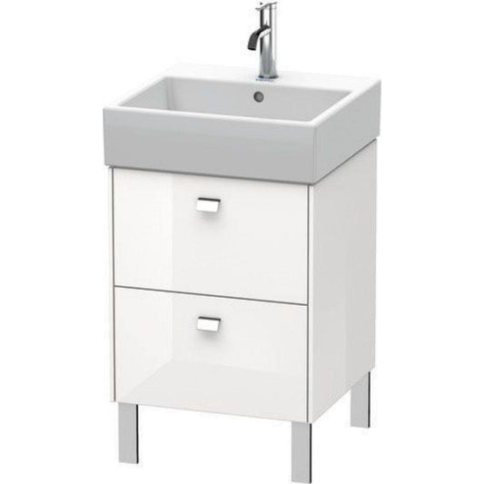 Duravit Brioso 19" x 22" x 18" Two Drawer Floor Standing Vanity Unit in White High Gloss and Chrome Handle