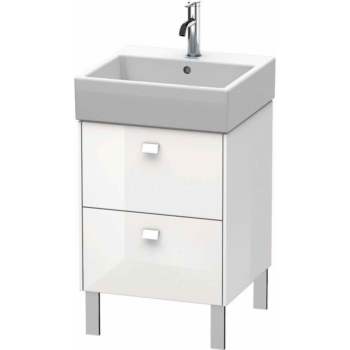 Duravit Brioso 19" x 22" x 18" Two Drawer Floor Standing Vanity Unit in White High Gloss