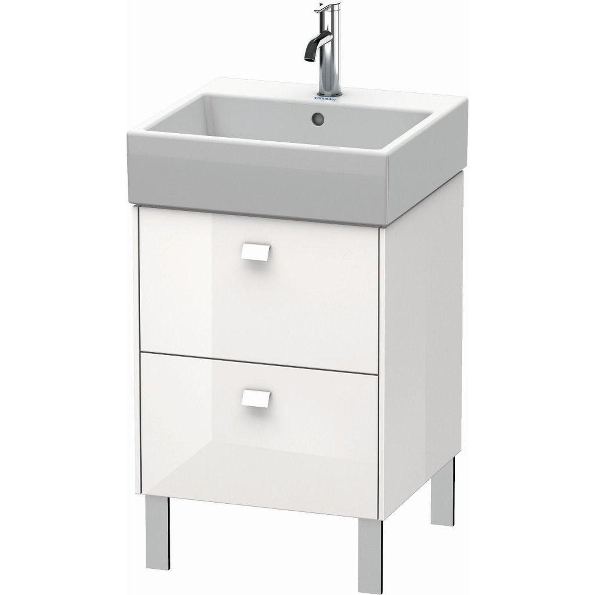 Duravit Brioso 19" x 22" x 18" Two Drawer Floor Standing Vanity Unit in White High Gloss