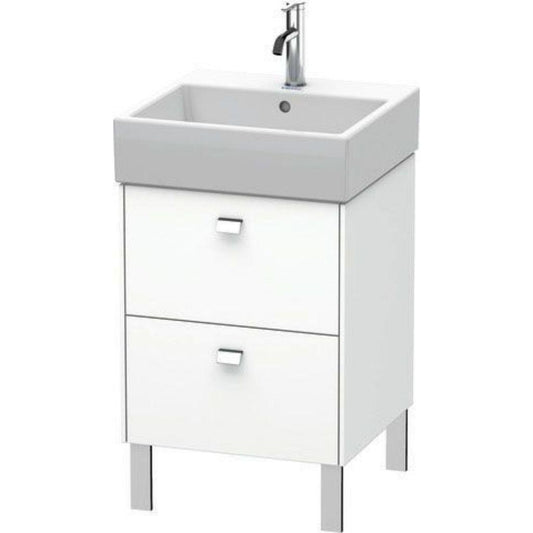 Duravit Brioso 19" x 22" x 18" Two Drawer Floor Standing Vanity Unit in White Matt and Chrome Handle