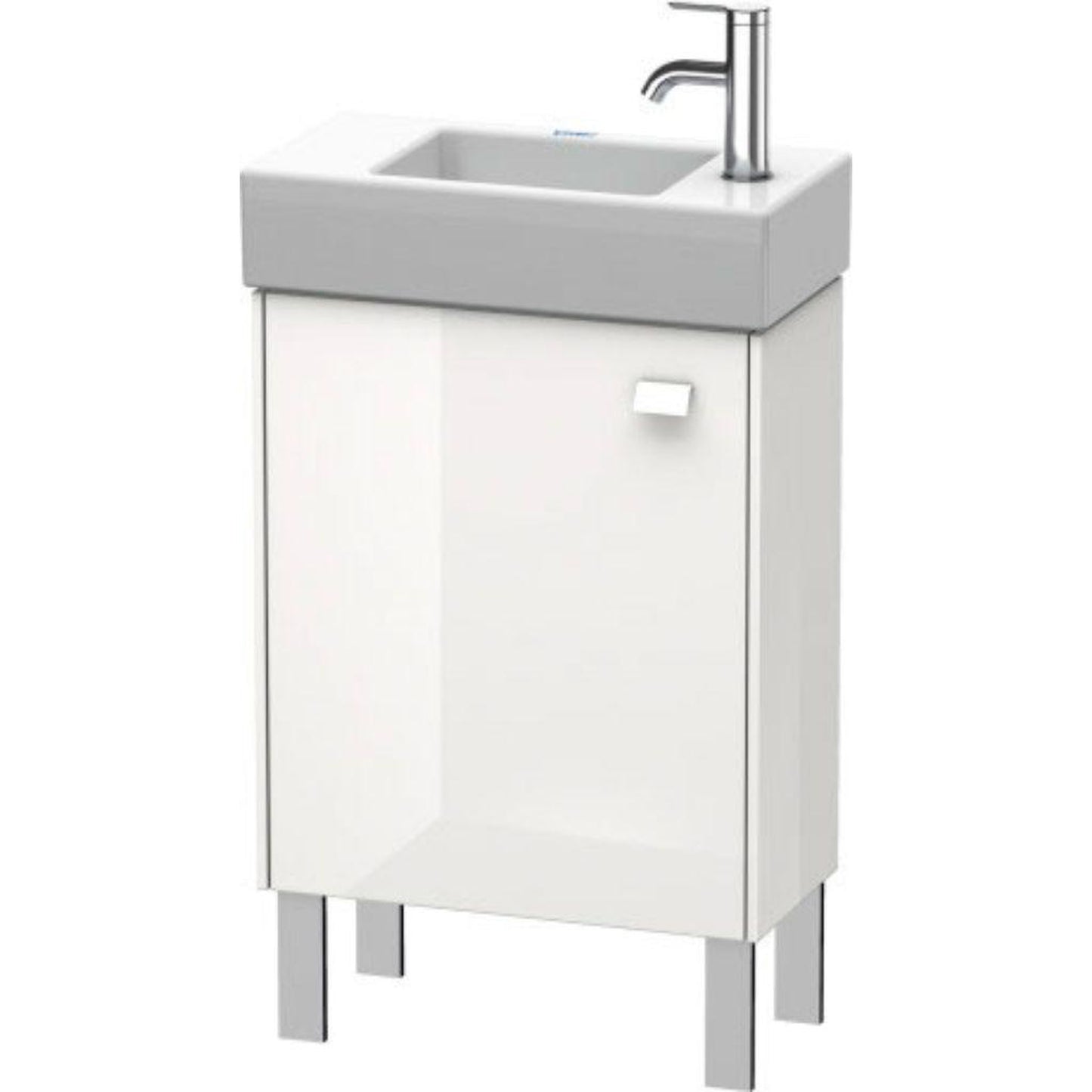 Duravit Brioso 19" x 22" x 9" Floor Standing Vanity Unit With Left Hinge One Door Cabinet in White High Gloss