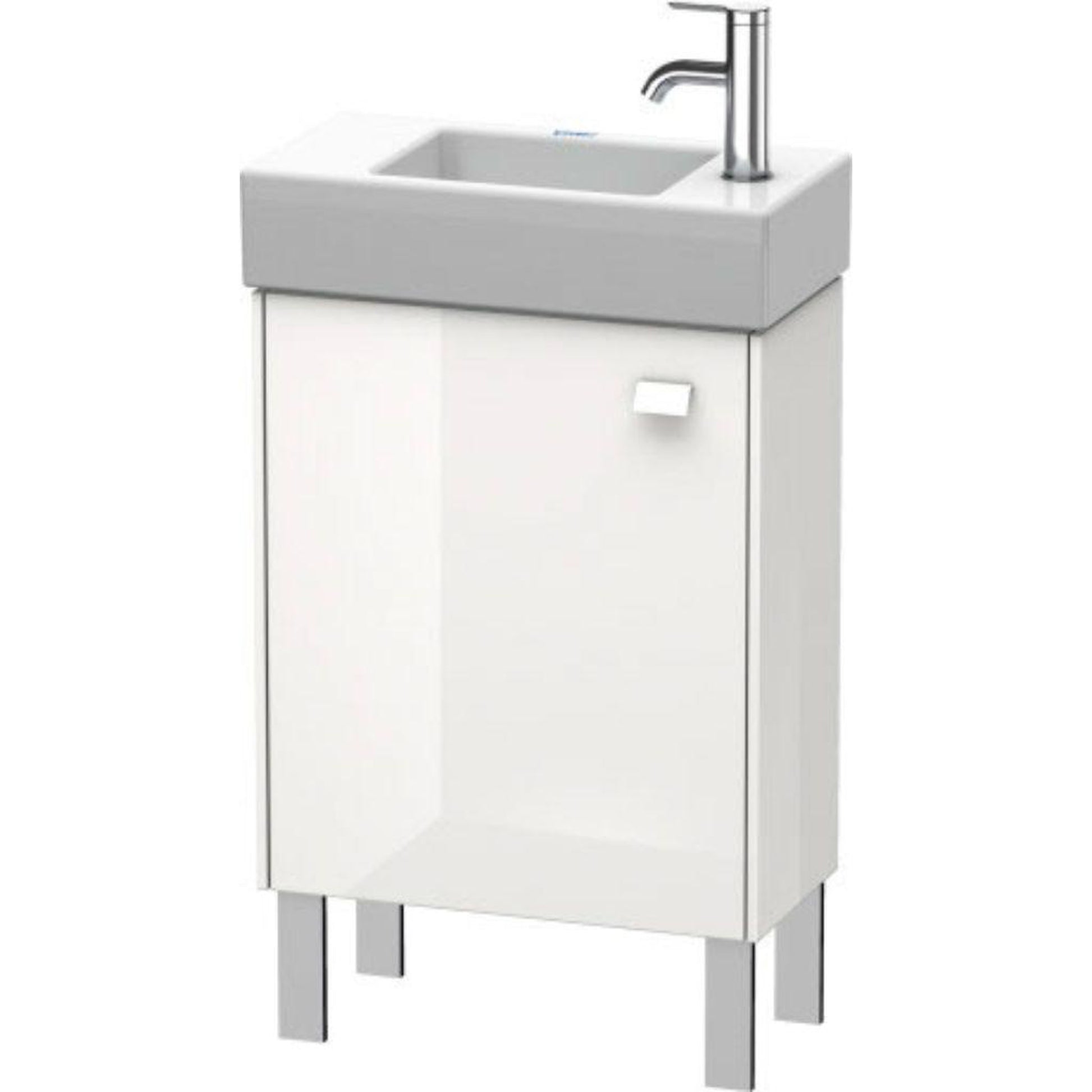 Duravit Brioso 19" x 22" x 9" Floor Standing Vanity Unit With Left Hinge One Door Cabinet in White High Gloss