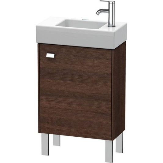 Duravit Brioso 19" x 22" x 9" Floor Standing Vanity Unit With Right Hinge One Door Cabinet in Chestnut Dark and Chrome Handle