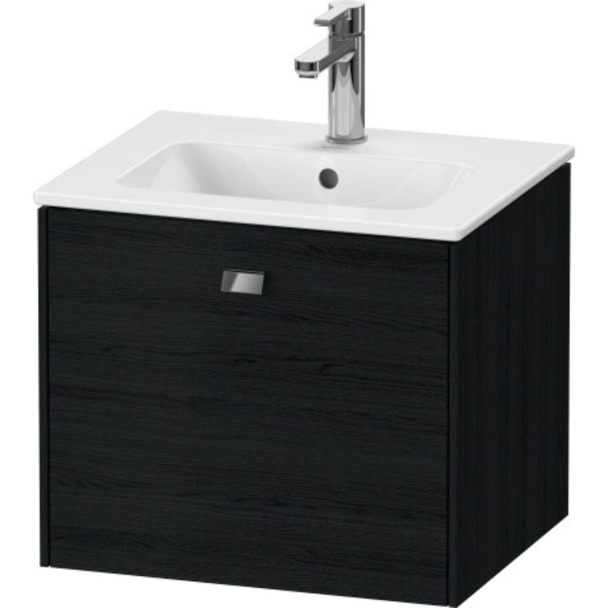 Duravit Brioso 20" x 17" x 16" One Drawer Wall-Mount Vanity Unit in Black Oak and Chrome Handle