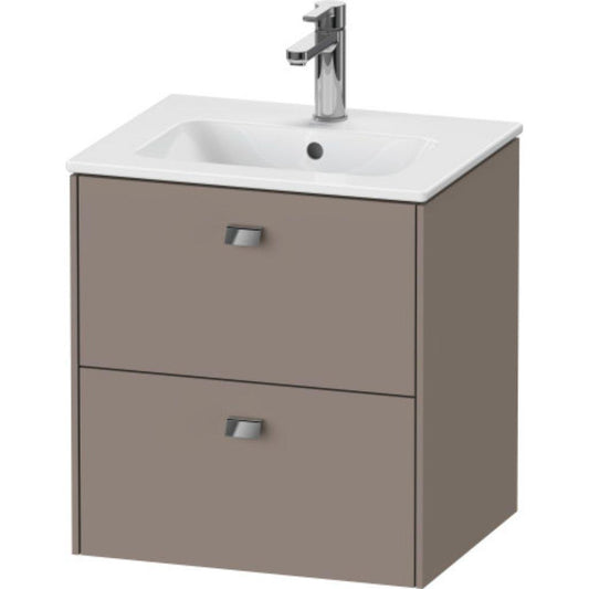 Duravit Brioso 20" x 22" x 16" Two Drawer Wall-Mount Vanity Unit in Basalt Matt and Chrome Handle
