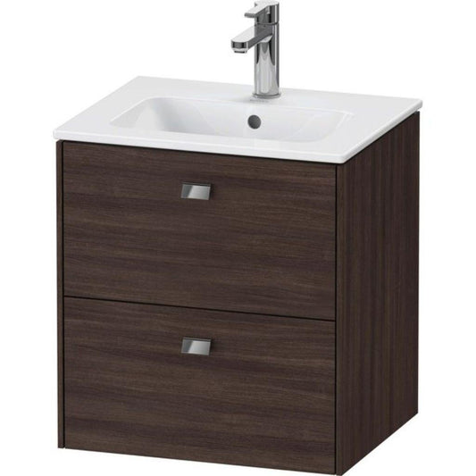 Duravit Brioso 20" x 22" x 16" Two Drawer Wall-Mount Vanity Unit in Chestnut Dark and Chrome Handle