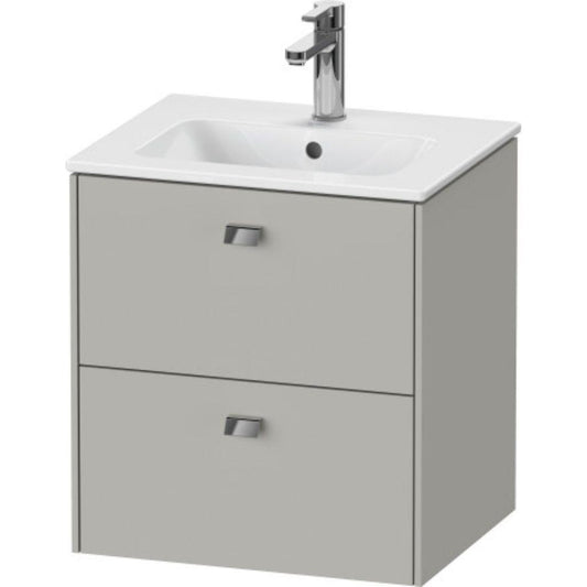 Duravit Brioso 20" x 22" x 16" Two Drawer Wall-Mount Vanity Unit in Concrete Grey Matt and Chrome Handle