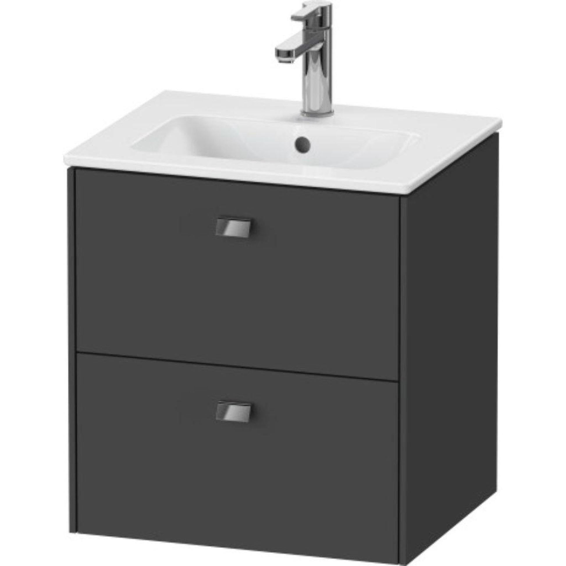Duravit Brioso 20" x 22" x 16" Two Drawer Wall-Mount Vanity Unit in Graphite Matt and Chrome Handle