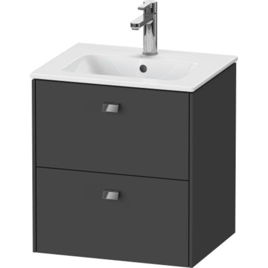Duravit Brioso 20" x 22" x 16" Two Drawer Wall-Mount Vanity Unit in Graphite Matt and Chrome Handle