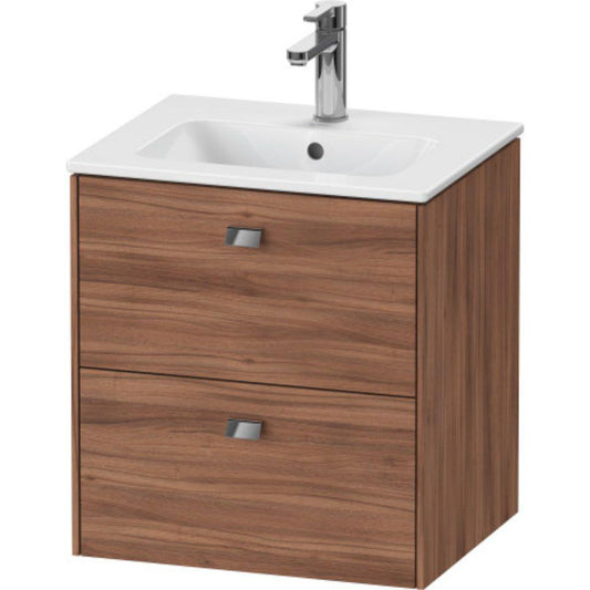 Duravit Brioso 20" x 22" x 16" Two Drawer Wall-Mount Vanity Unit in Natural Walnut and Chrome Handle