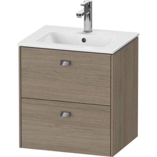 Duravit Brioso 20" x 22" x 16" Two Drawer Wall-Mount Vanity Unit in Oak Terra and Chrome Handle