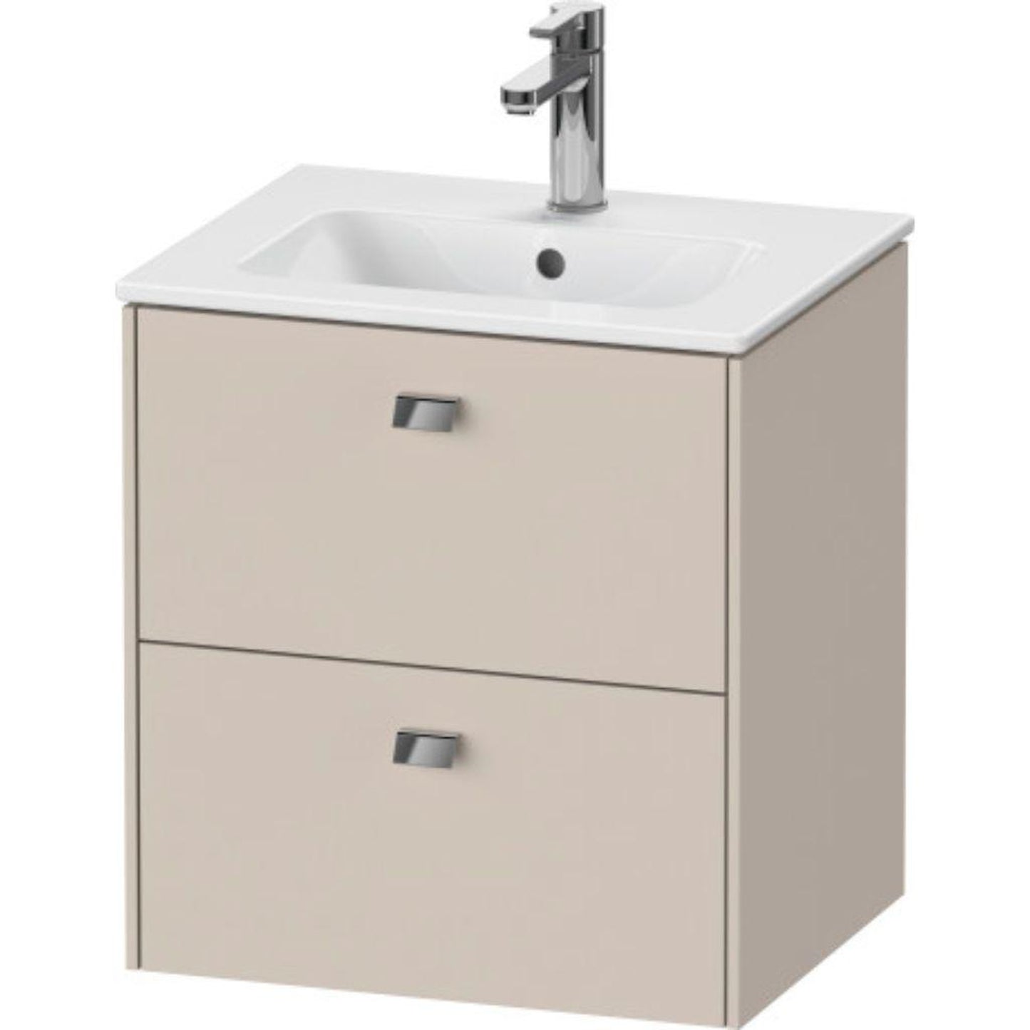 Duravit Brioso 20" x 22" x 16" Two Drawer Wall-Mount Vanity Unit in Taupe and Chrome Handle