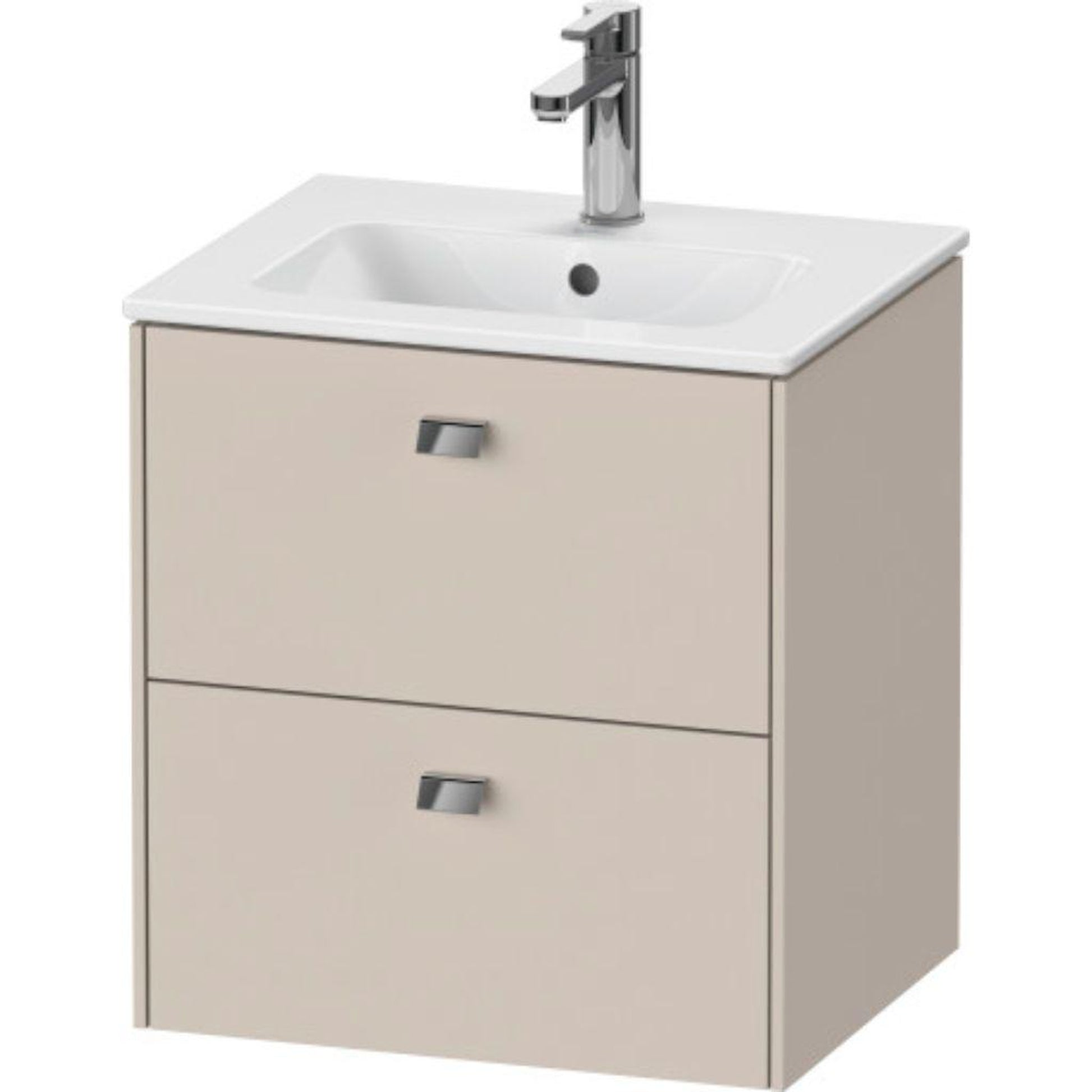 Duravit Brioso 20" x 22" x 16" Two Drawer Wall-Mount Vanity Unit in Taupe and Chrome Handle
