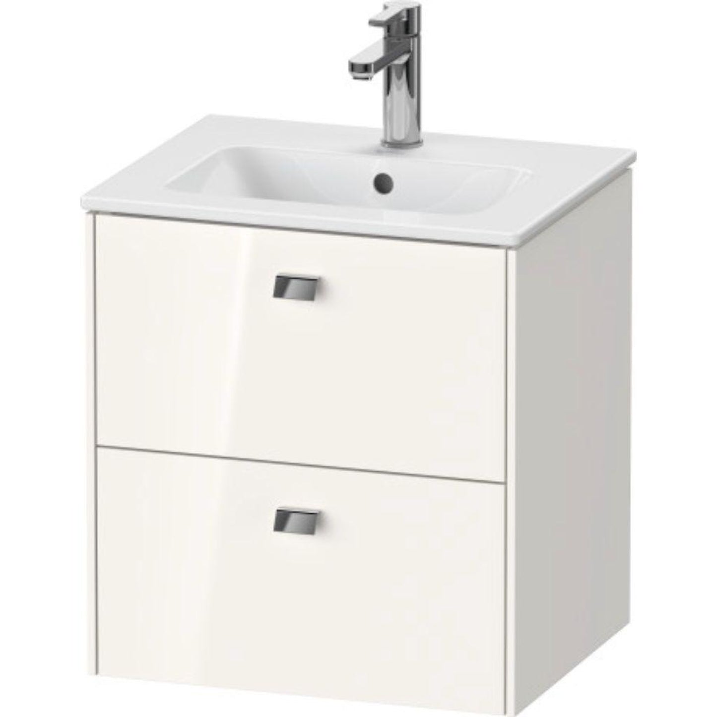 Duravit Brioso 20" x 22" x 16" Two Drawer Wall-Mount Vanity Unit in White High Gloss and Chrome Handle