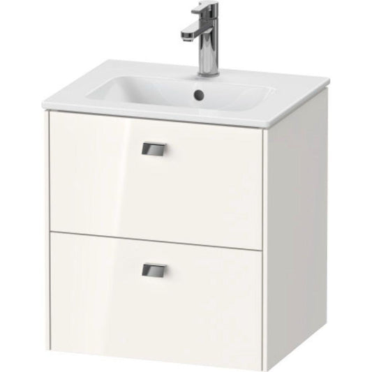 Duravit Brioso 20" x 22" x 16" Two Drawer Wall-Mount Vanity Unit in White High Gloss and Chrome Handle