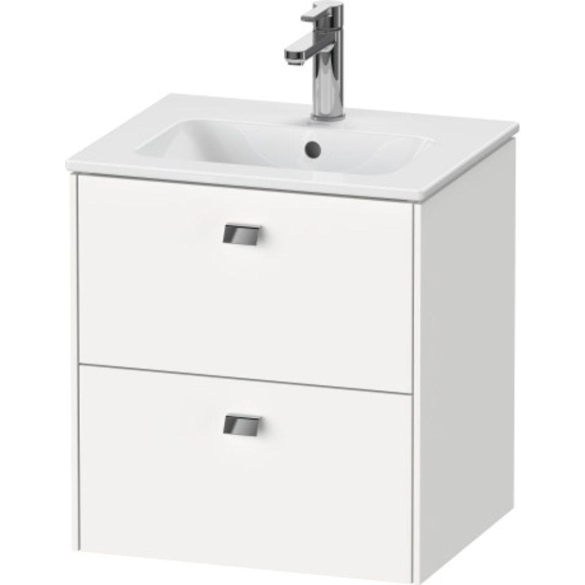 Duravit Brioso 20" x 22" x 16" Two Drawer Wall-Mount Vanity Unit in White Matt and Chrome Handle