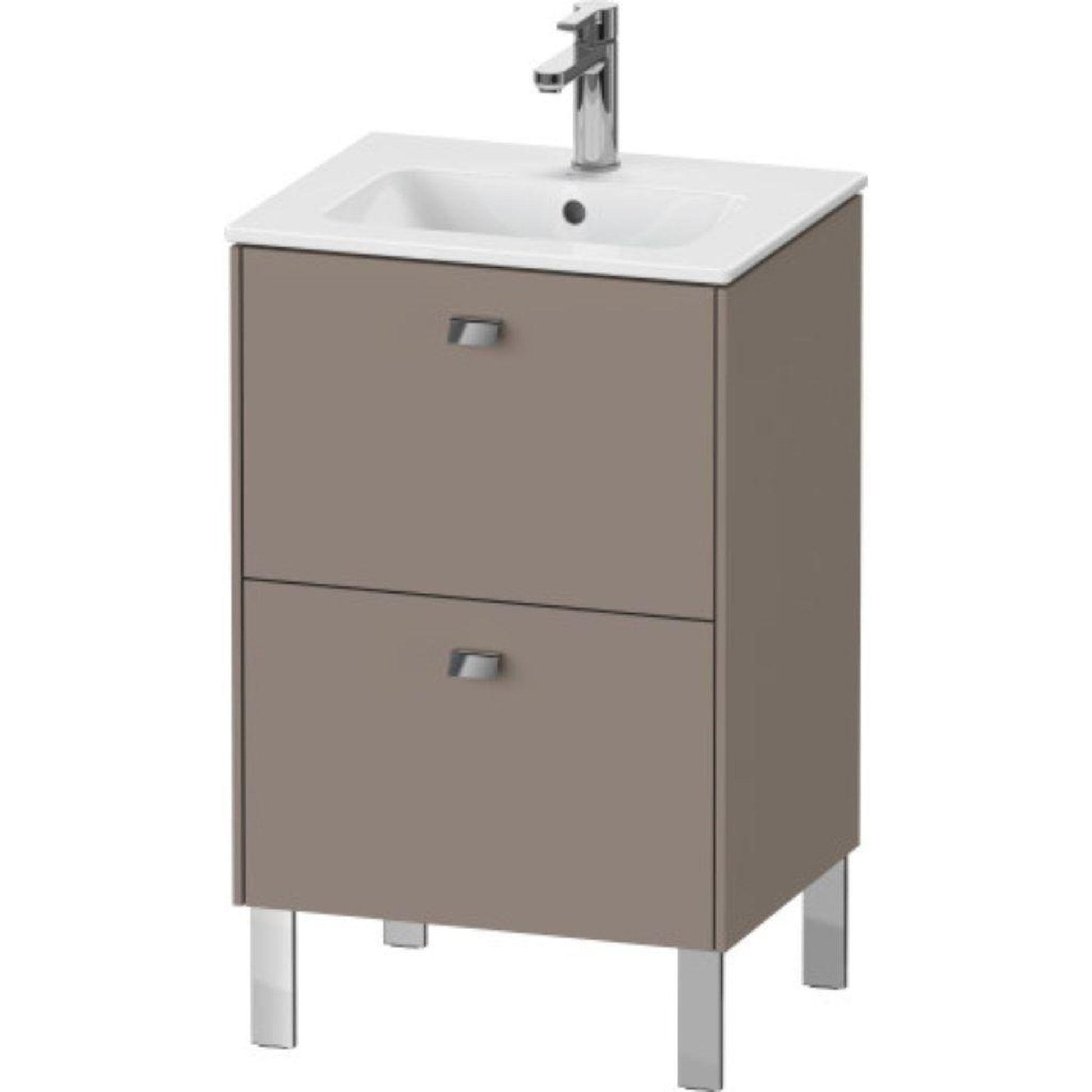 Duravit Brioso 20" x 27" x 16" Two Drawer Floor Standing Vanity Unit in Basalt Matt and Chrome Handle