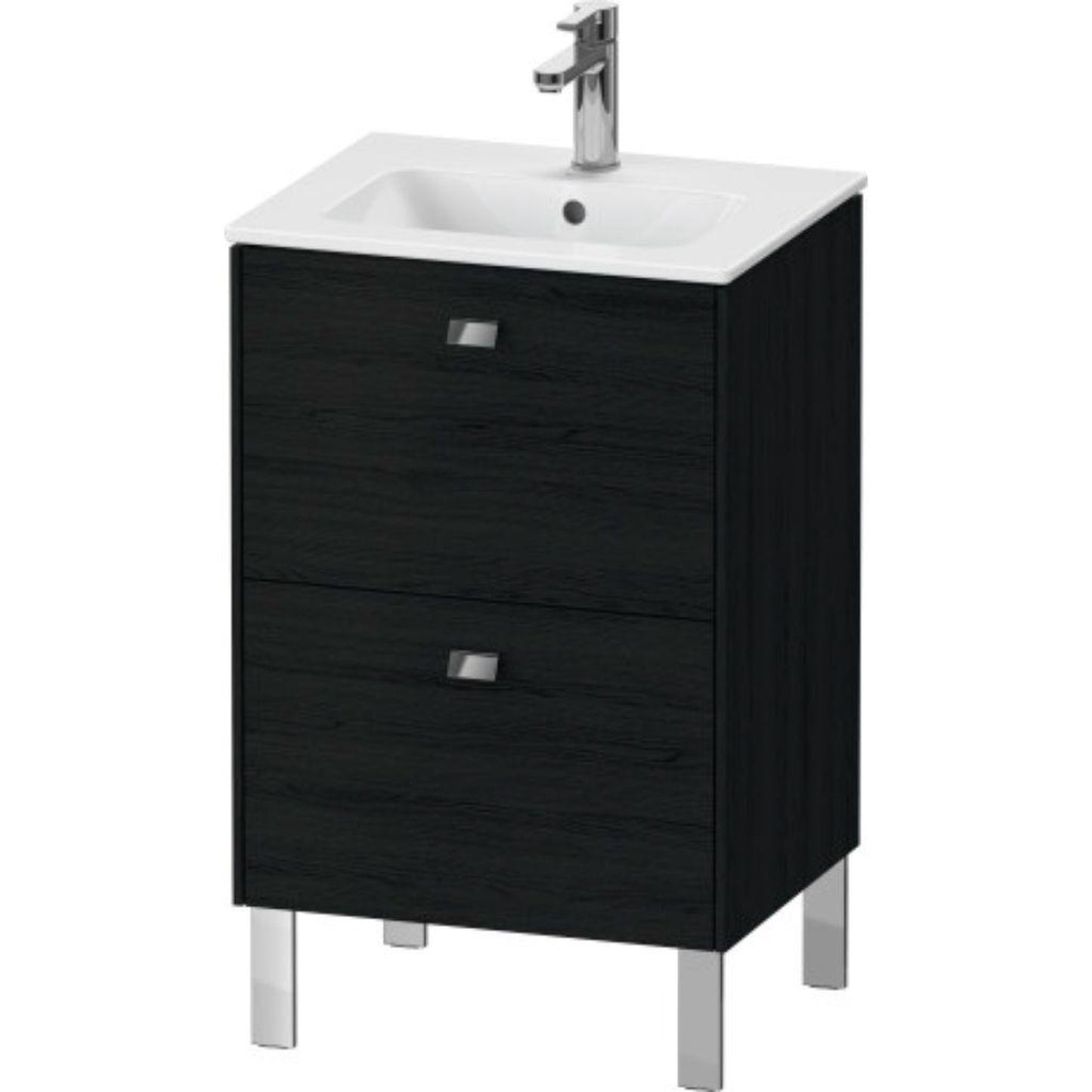 Duravit Brioso 20" x 27" x 16" Two Drawer Floor Standing Vanity Unit in Black Oak and Chrome Handle