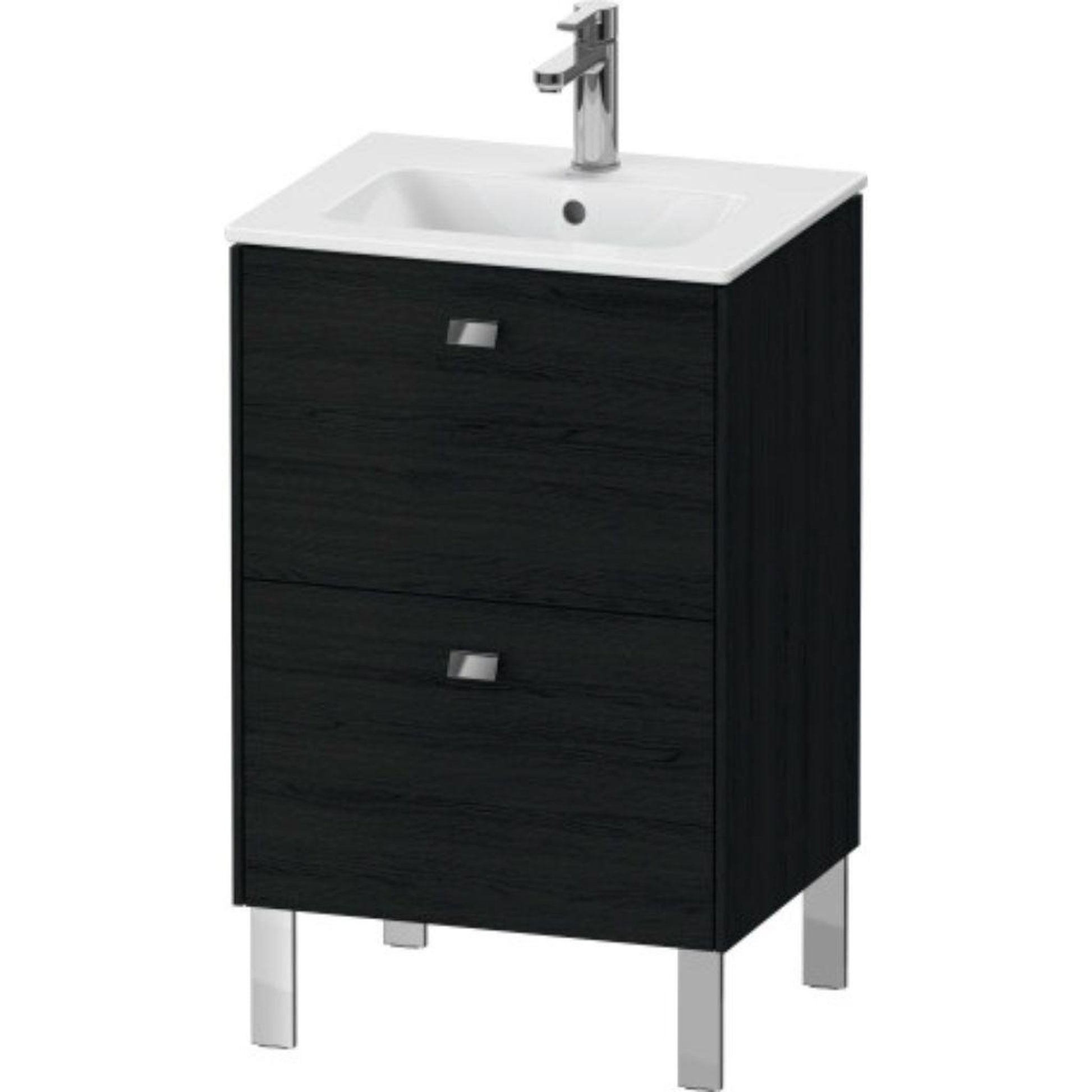 Duravit Brioso 20" x 27" x 16" Two Drawer Floor Standing Vanity Unit in Black Oak and Chrome Handle