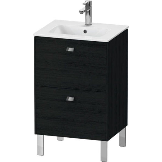Duravit Brioso 20" x 27" x 16" Two Drawer Floor Standing Vanity Unit in Black Oak and Chrome Handle