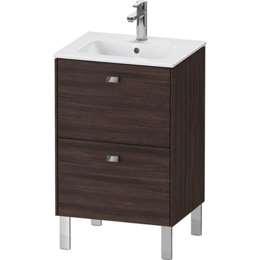 Duravit Brioso 20" x 27" x 16" Two Drawer Floor Standing Vanity Unit in Chestnut Dark and Chrome Handle