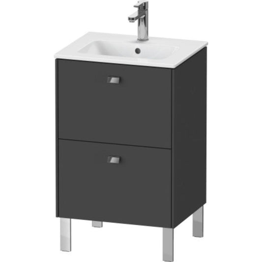 Duravit Brioso 20" x 27" x 16" Two Drawer Floor Standing Vanity Unit in Graphite Matt and Chrome Handle