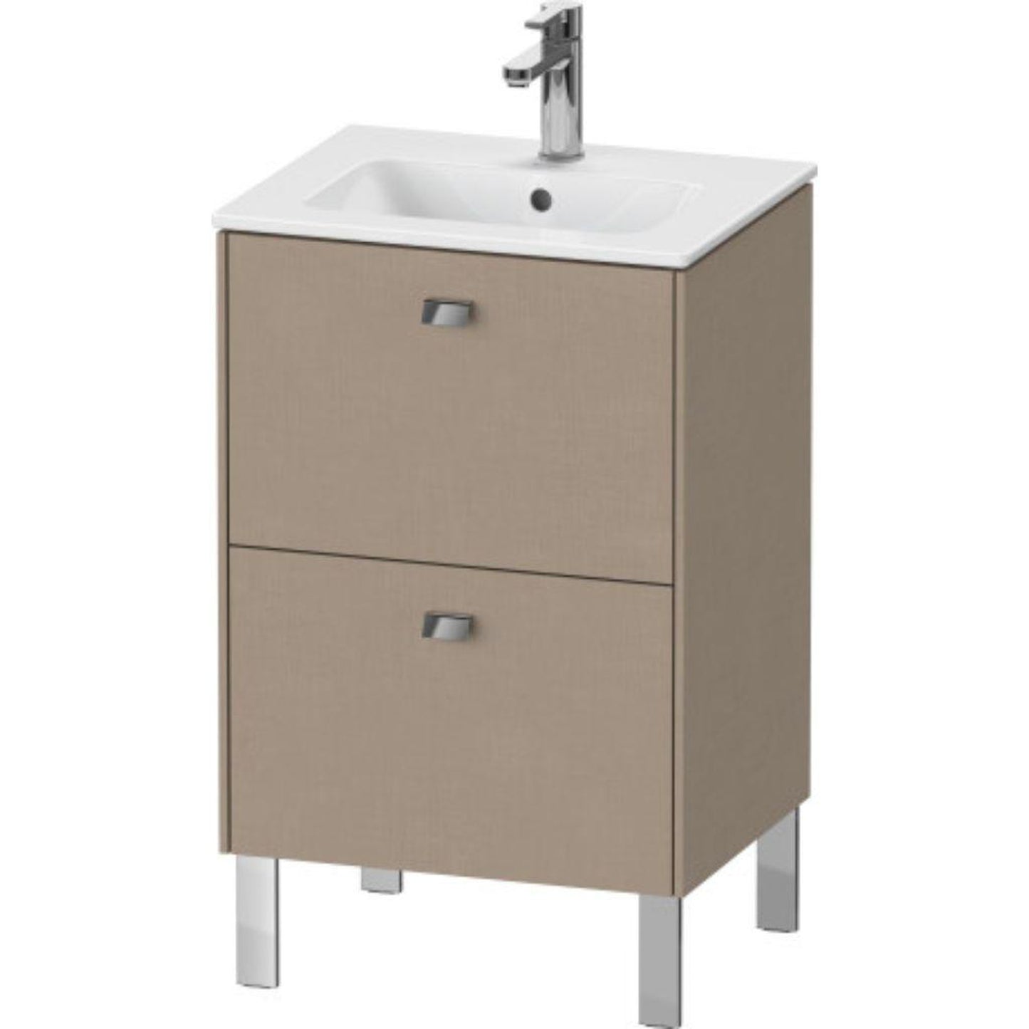 Duravit Brioso 20" x 27" x 16" Two Drawer Floor Standing Vanity Unit in Linen and Chrome Handle