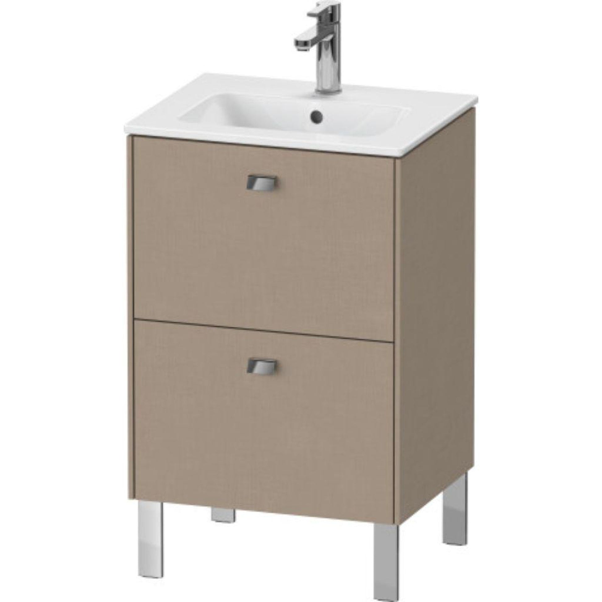 Duravit Brioso 20" x 27" x 16" Two Drawer Floor Standing Vanity Unit in Linen and Chrome Handle
