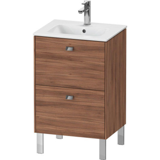 Duravit Brioso 20" x 27" x 16" Two Drawer Floor Standing Vanity Unit in Natural Walnut and Chrome Handle