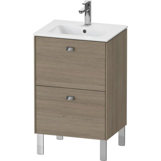 Duravit Brioso 20" x 27" x 16" Two Drawer Floor Standing Vanity Unit in Oak Terra and Chrome Handle