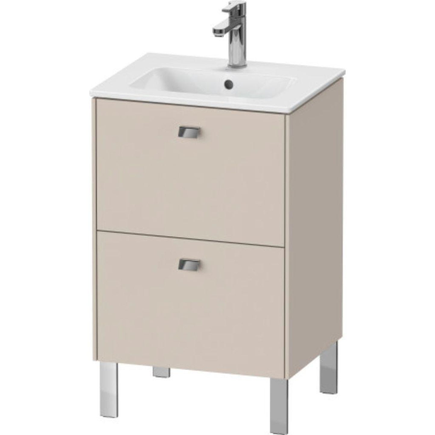 Duravit Brioso 20" x 27" x 16" Two Drawer Floor Standing Vanity Unit in Taupe and Chrome Handle