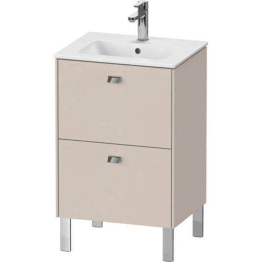 Duravit Brioso 20" x 27" x 16" Two Drawer Floor Standing Vanity Unit in Taupe and Chrome Handle