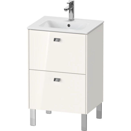 Duravit Brioso 20" x 27" x 16" Two Drawer Floor Standing Vanity Unit in White High Gloss and Chrome Handle