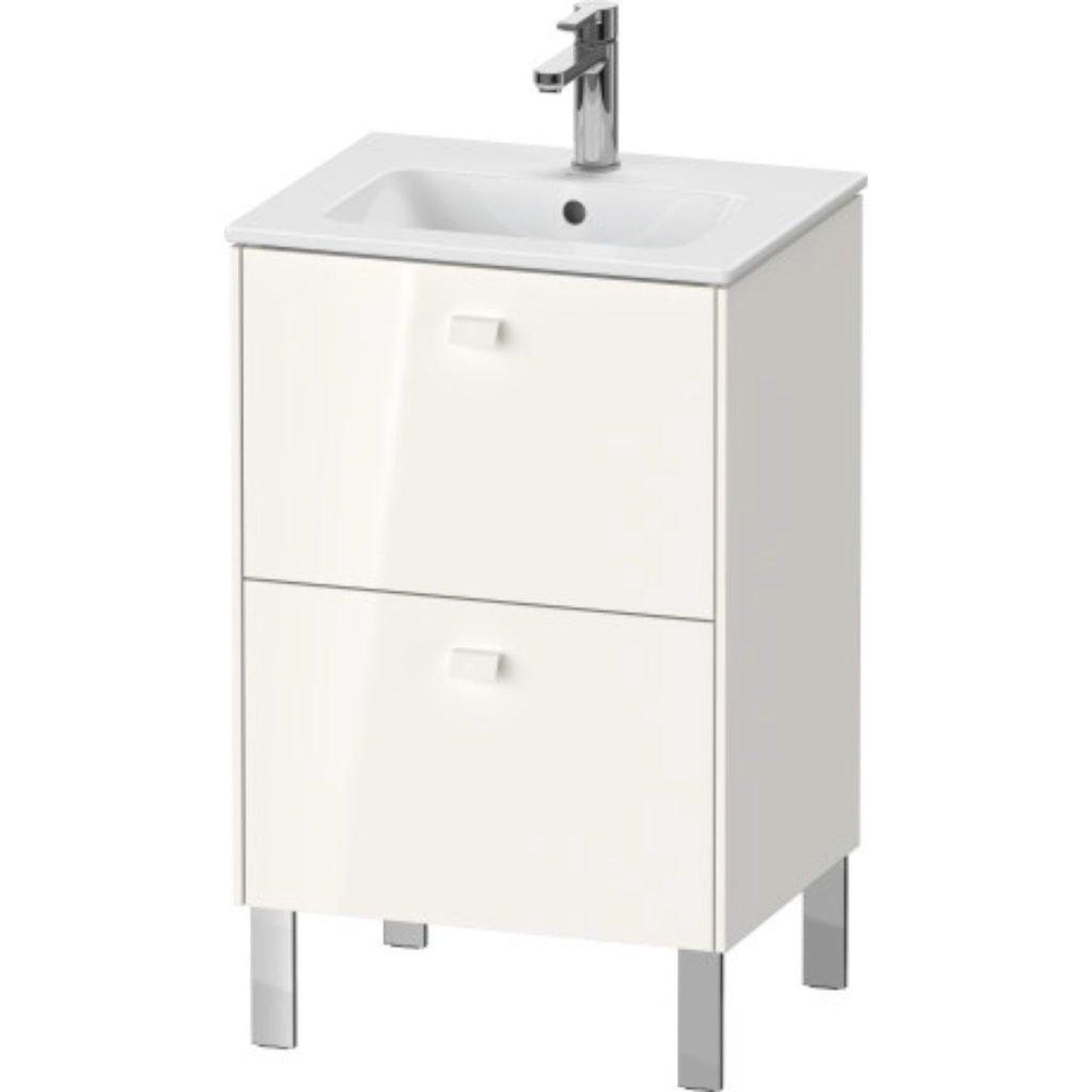 Duravit Brioso 20" x 27" x 16" Two Drawer Floor Standing Vanity Unit in White High Gloss