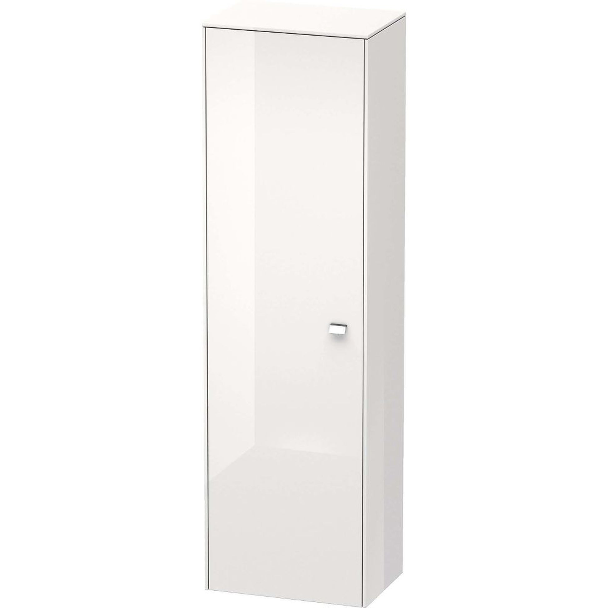 Duravit Brioso 20" x 70" x 14" Tall Cabinet With Left Door in White High Gloss and Chrome Handle